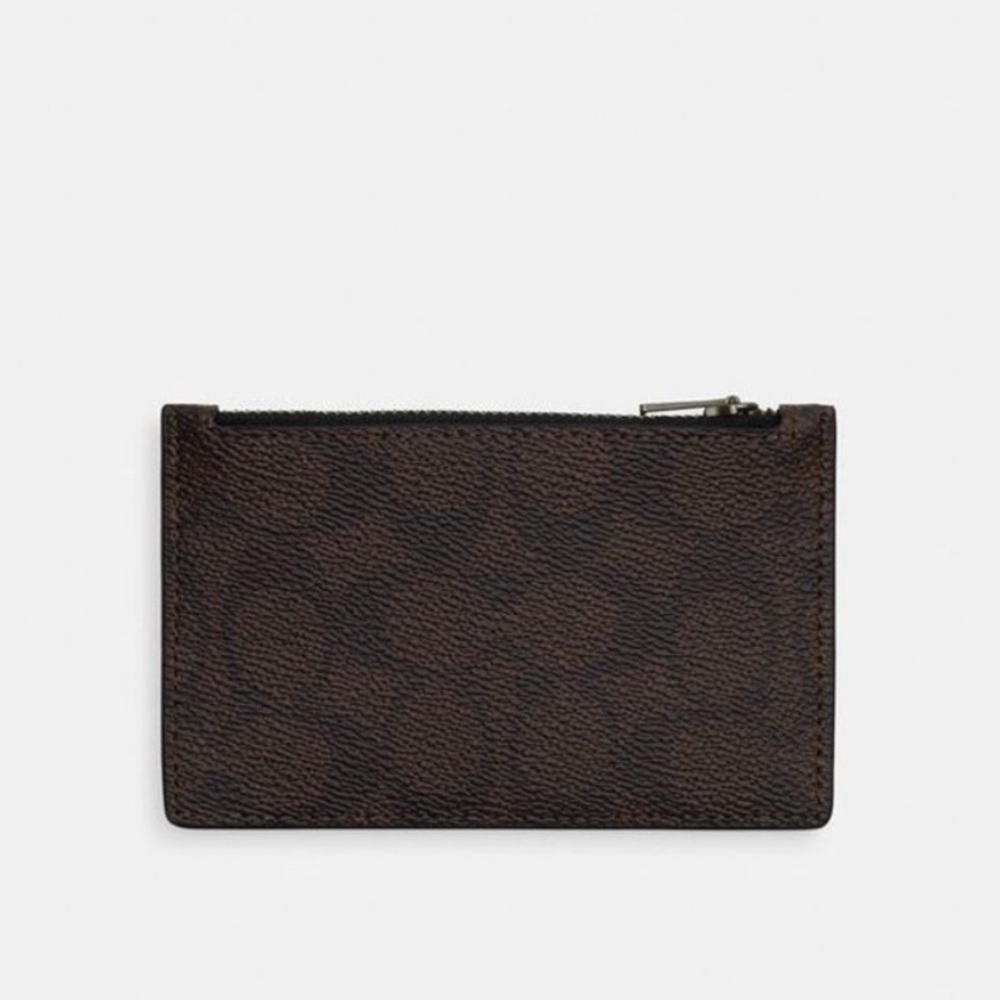 Last one! NWT Coach CV764 Zip Card/Wallet Case Signature Canvas CHARCOAL/Black - Picture 5 of 6
